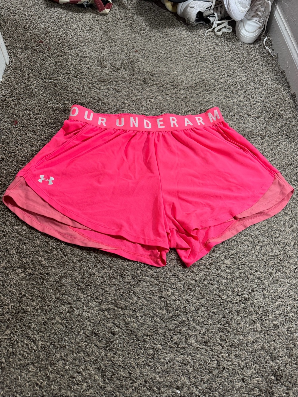 Under Armour Hot Pink Women's Athletic Shorts with Branded Waistband